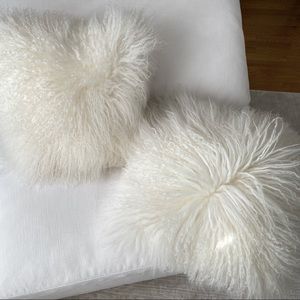 West Elm Mongolian fur pillow cover w/ cushion
